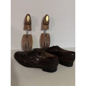 Florsheim Oxblood Leather Wingtip Brogues Shoes Size 12 D Dark Brown Vintage